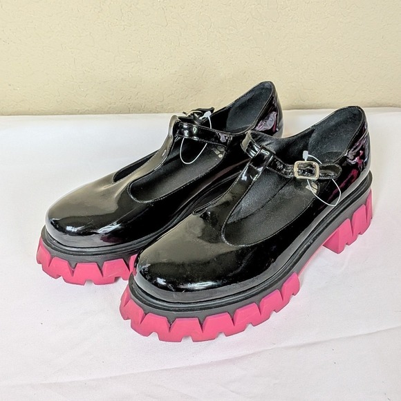 KOI Footwear Black Patent Mary‎ Jane Platform Shoes – UK 7 (US 9) – Y2K Pink - Picture 2 of 8